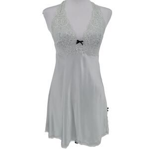 Victoria's Secret Halter‎ Slip Dress Lace Fairy Coquette Ice Blue Bow Size S